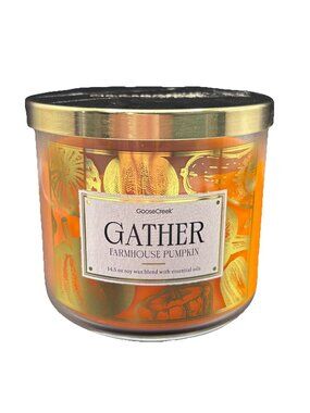 Goose Creek Gather 3 Wick Jar Candle 14.5 oz Thanksgiving Fall Pumpkin Cinnamon